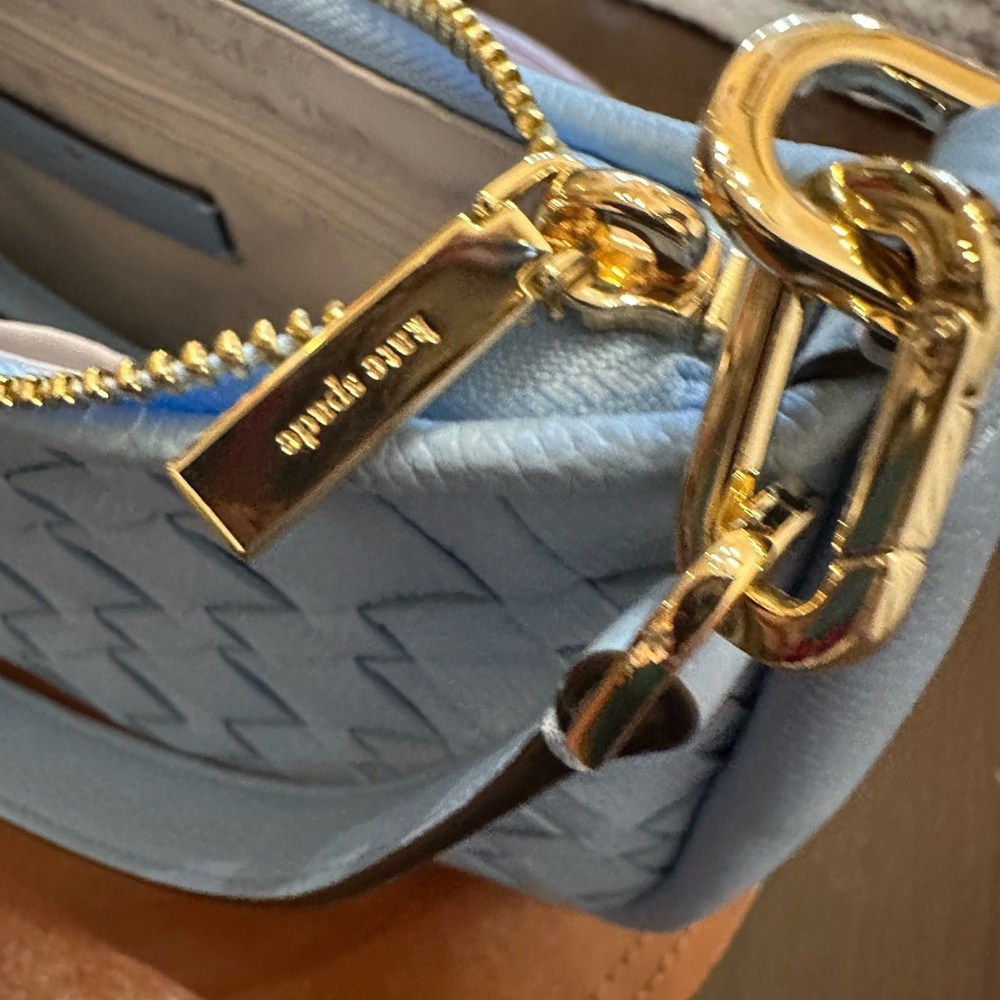 NWOT Kate Spade Light Blue Woven Shoulder Bag - Picture 4 of 5